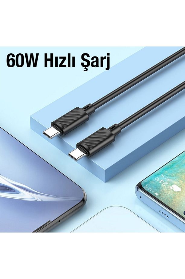 X88 60w 3a Type-c To Type-c Iphone Android Uyumlu Hızlı Şarj Veri Kablosu Siyah 1 Metre - 7