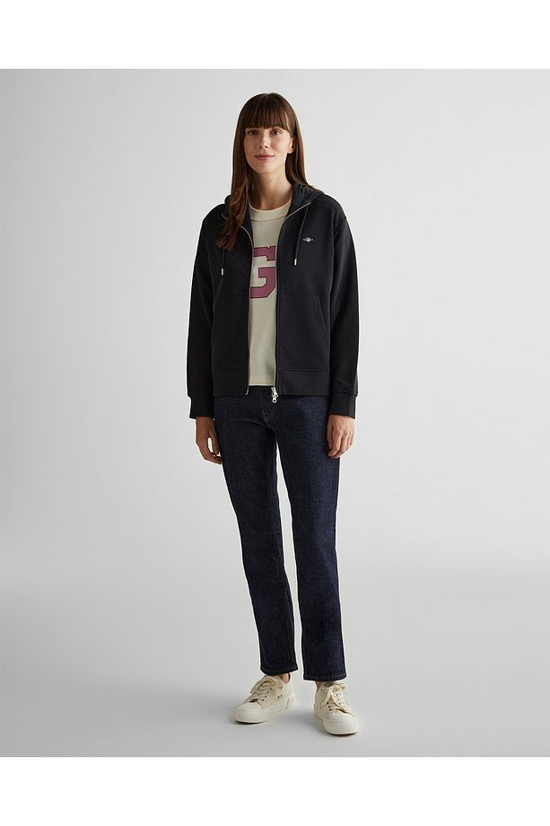 Kadın Siyah Relaxed Fit Kapüşonlu Sweatshirt - 3