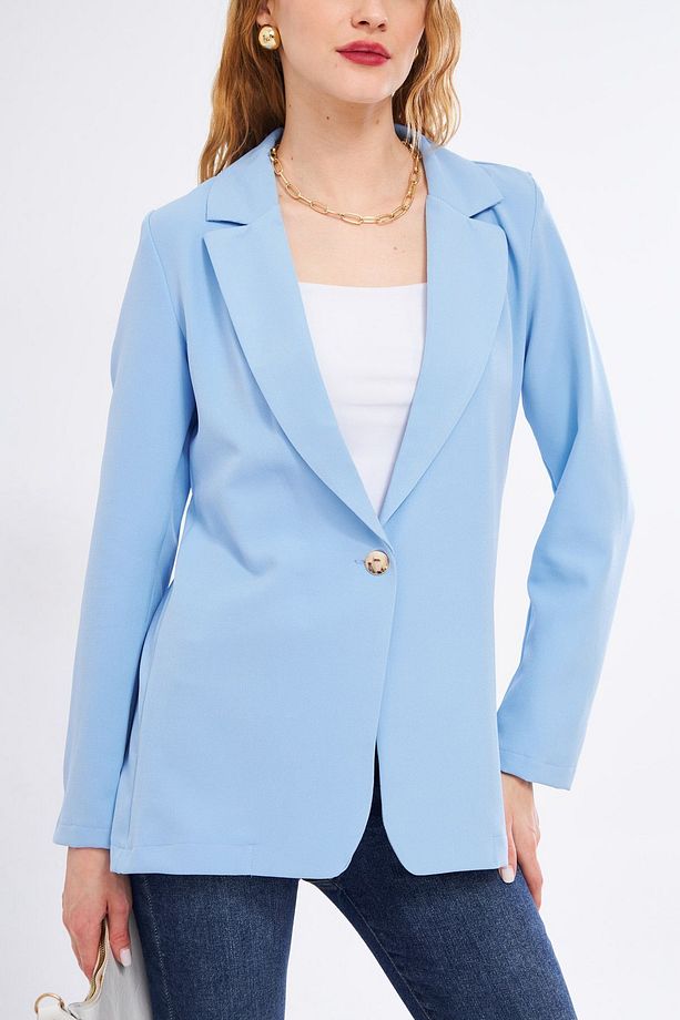 Kadın Bebe Mavi Tek Düğmeli Blazer Ceket ARM-20K001020 - 5