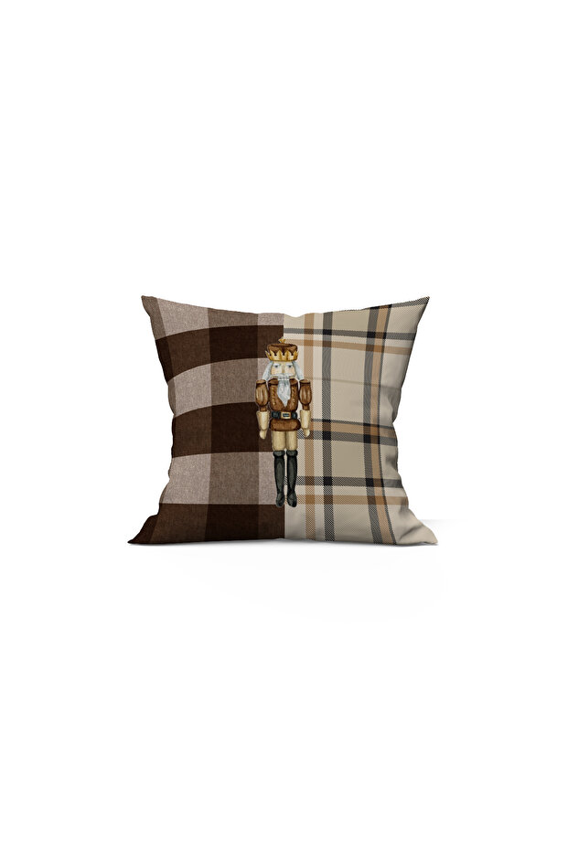 New Year's Themed Lead Soldier Patterned 43X43 Velvet Throw Pillow Case