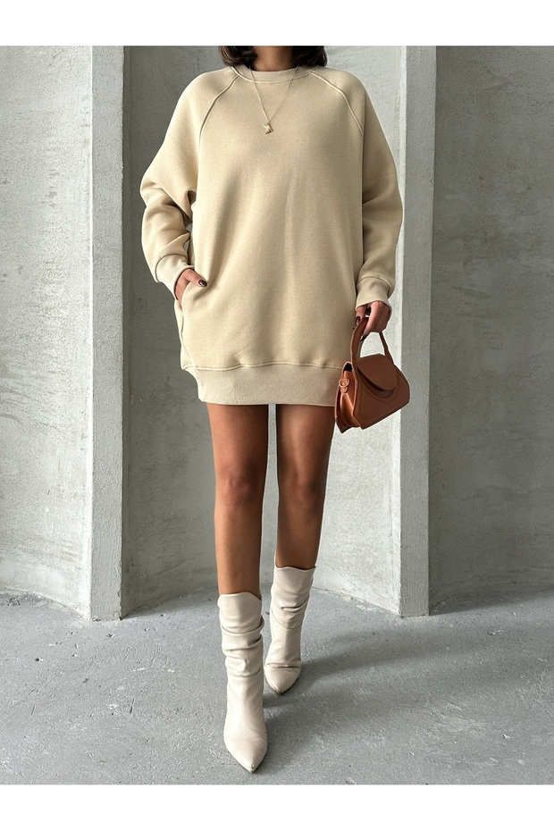 Swt-14271 Mink Pocket Oversize Three Thread Basic Sweatshirt - 3