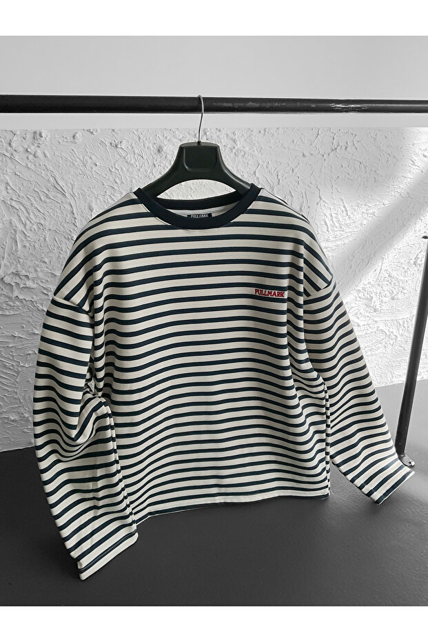 Ekru PM Çizgili Sweat PM-099 - 5
