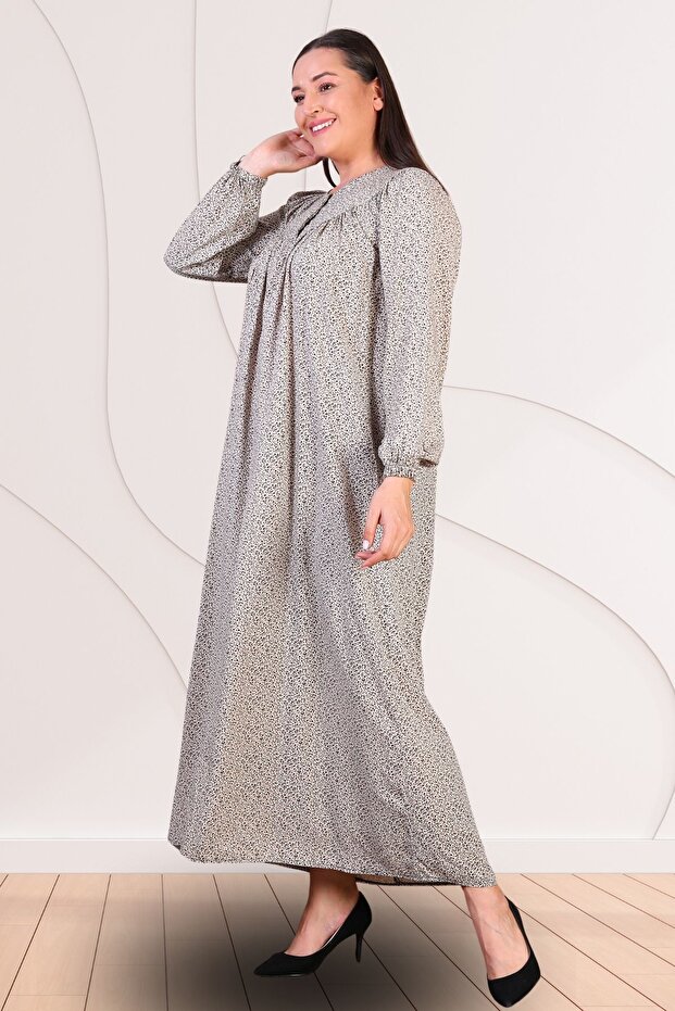 Large Size Summer Long Dress - Crispy Pattern - 6