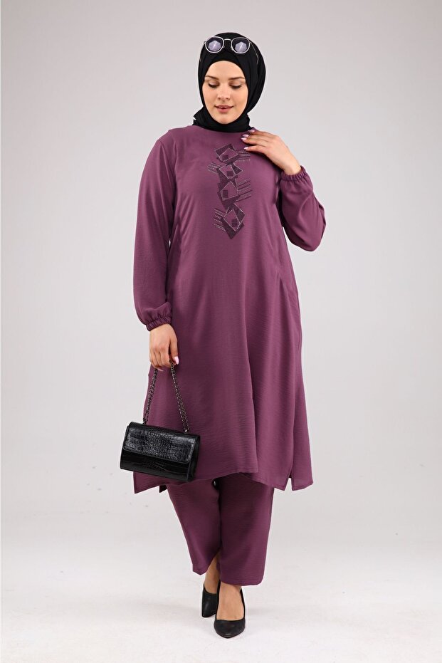 Large Size Double Sets Women's Ayrobin Tunic Set Dried Rose