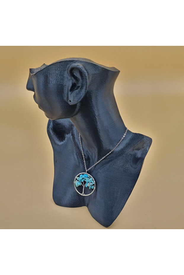 Turquoise Stone Tree Themed Necklace