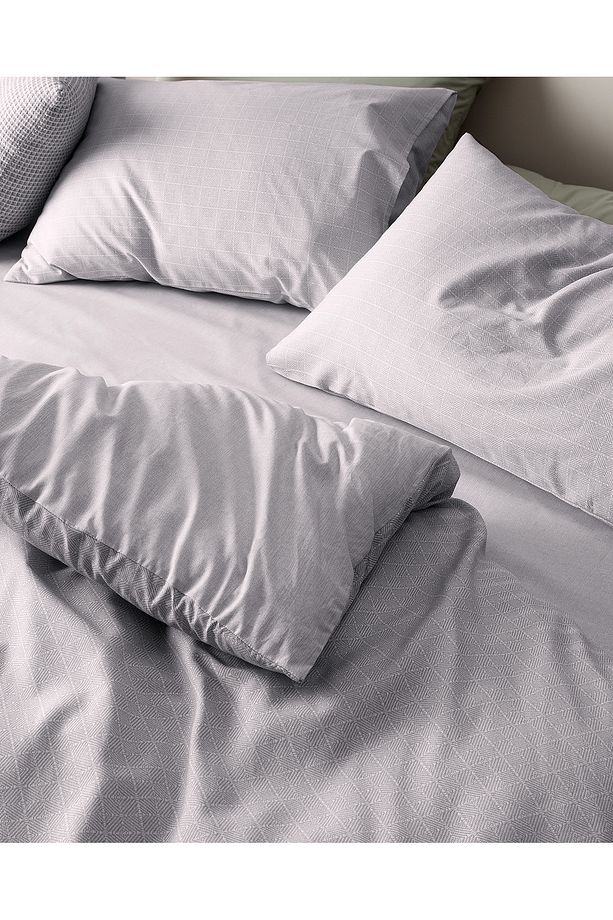 Odette Tek Kişilik %100 Pamuk Ranforce Baskılı Nevresim Takımı - Gri - 2