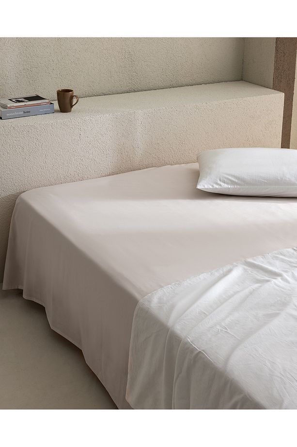 Manon King Size %100 Pamuk Ranforce Lastiksiz Çarşaf - Taş - 1