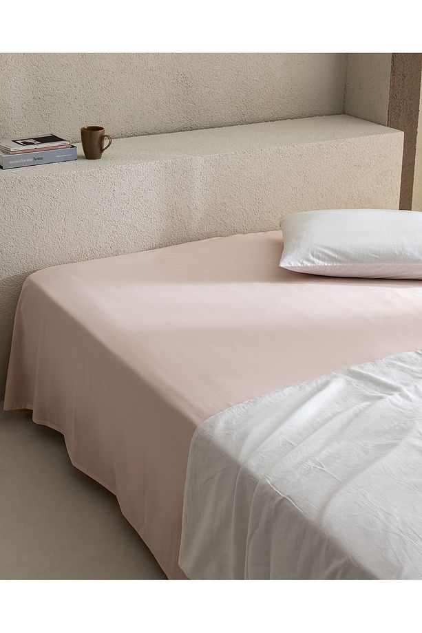 Manon King Size %100 Pamuk Ranforce Lastiksiz Çarşaf - Pudra - 1