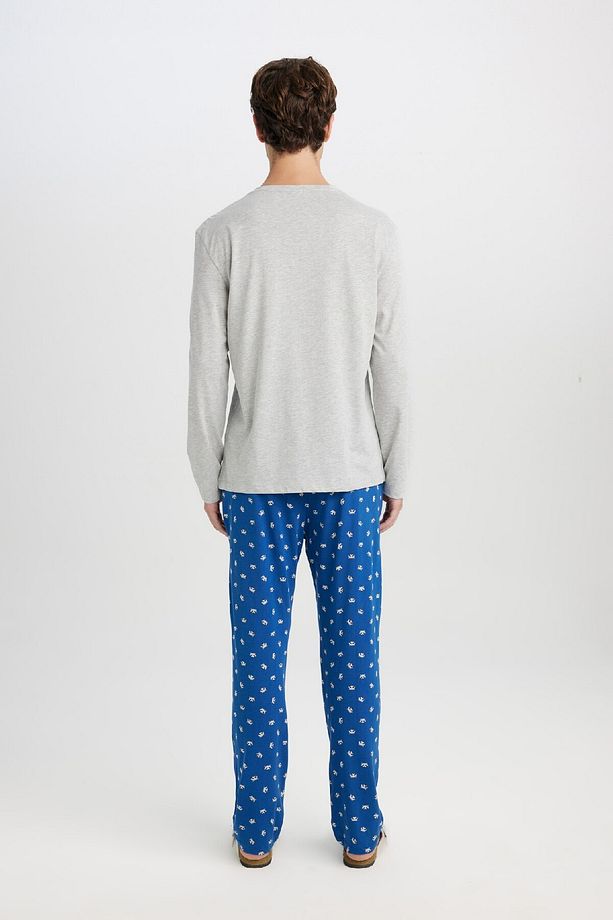 Pijama Takımı Bisiklet Yaka Uzun Kollu Basic Düz Üst Desenli Beli Lastikli Alt D0944ax24wn - 6