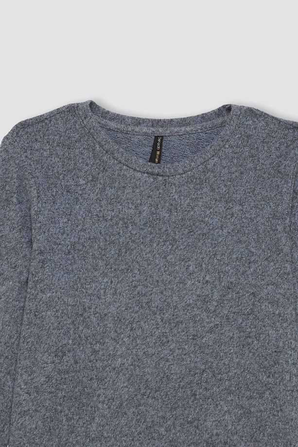 Regular Fit Bisiklet Yaka Casual Basic Düz Uzun Kollu Tişört D7482ax24au - 2