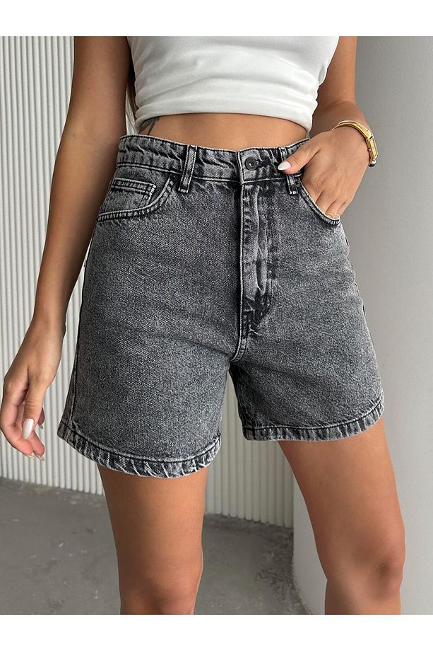Yıkama Denim Şort Füme Yıkama - 2