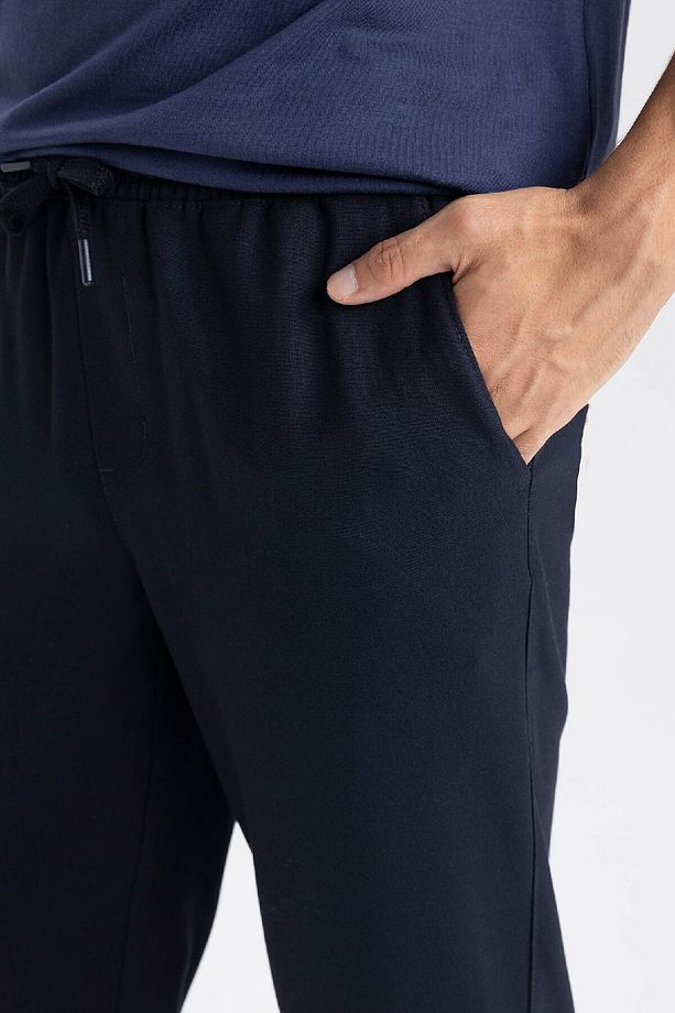 Jogger Lacivert Pantolon Basic Düz Beli Lastikli Bağcıklı Cepli Düz Paça D8640ax24au - 5