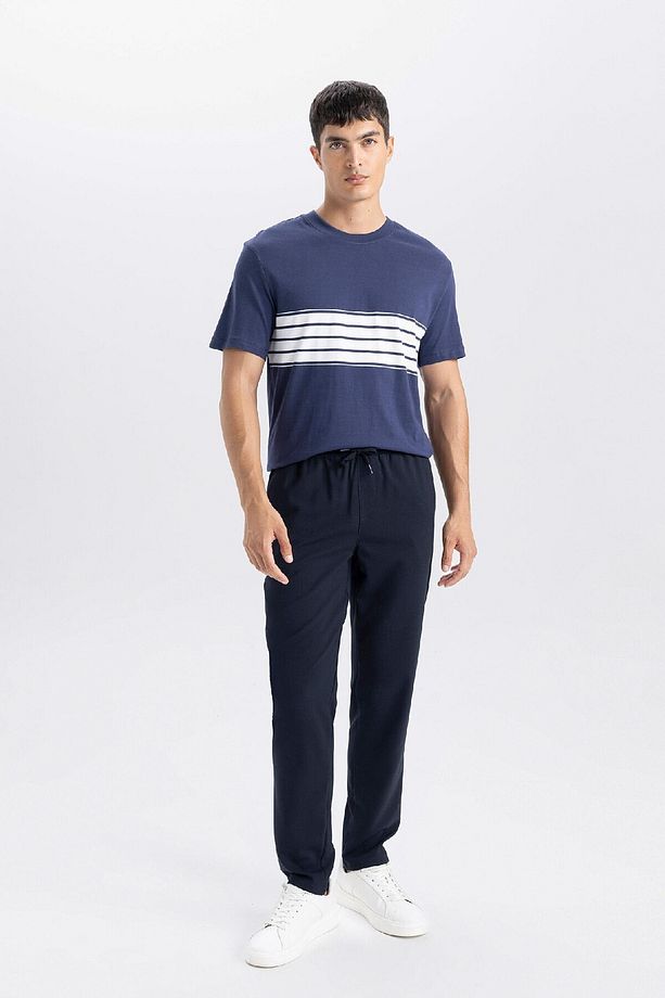 Jogger Lacivert Pantolon Basic Düz Beli Lastikli Bağcıklı Cepli Düz Paça D8640ax24au - 3
