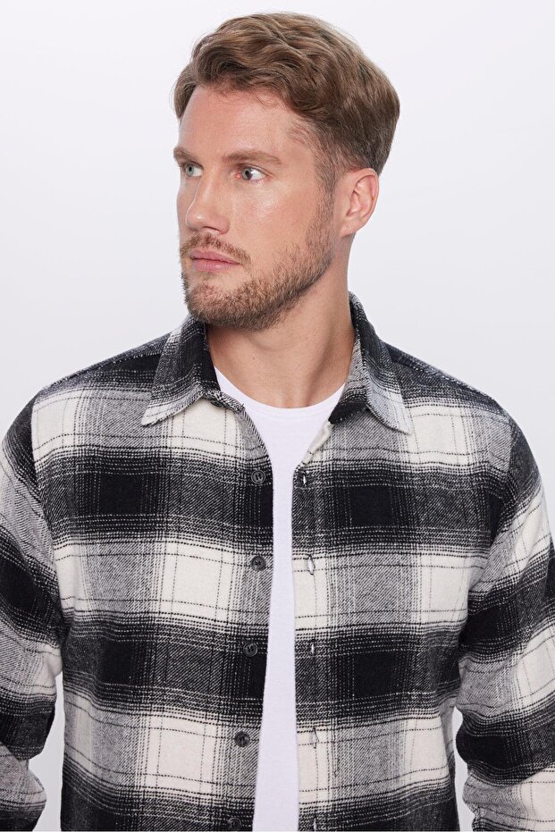 Men's Slim Fit Slim Fit Lumberjack Checked Winter Shirt