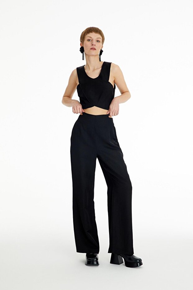 Askılı Crop Siyah Büstiyer - 3