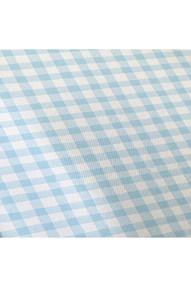 Blue Single Fitted Sheet Set - Gingham Patterned Print - 3