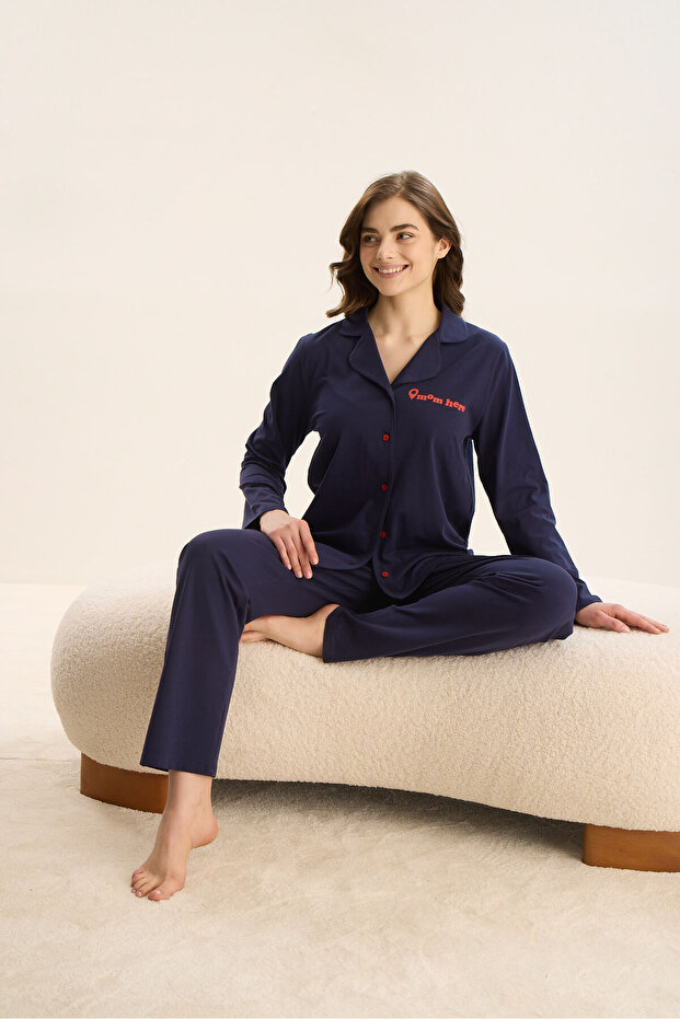 15993 بدلة بيجامة مطبوعة بأزرار - 1