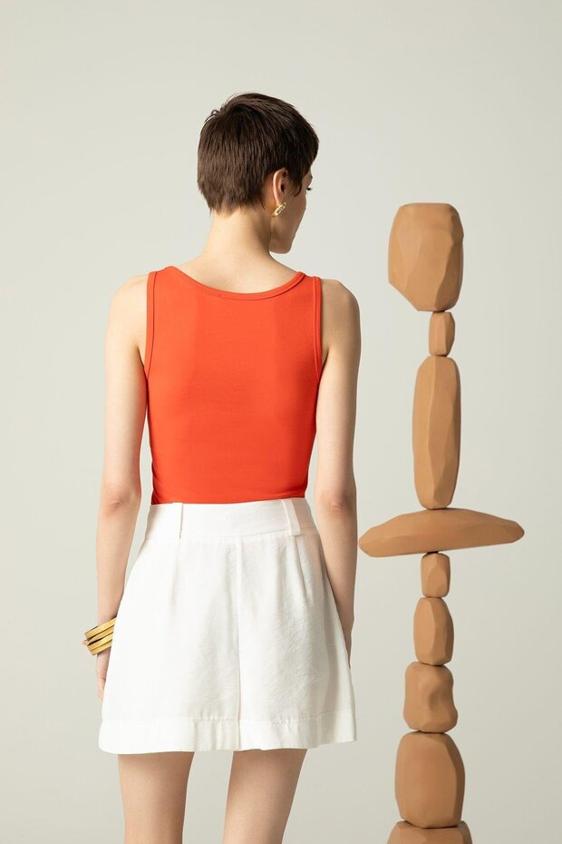 Askılı Kare Yaka Mercan Bluz - 2