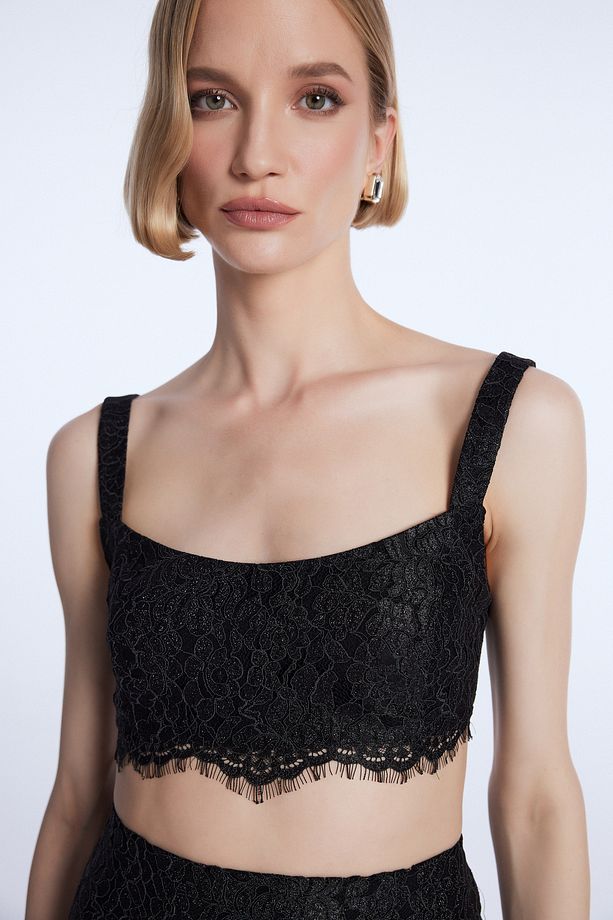 Mert Aslan Dantel Crop Bluz - 3