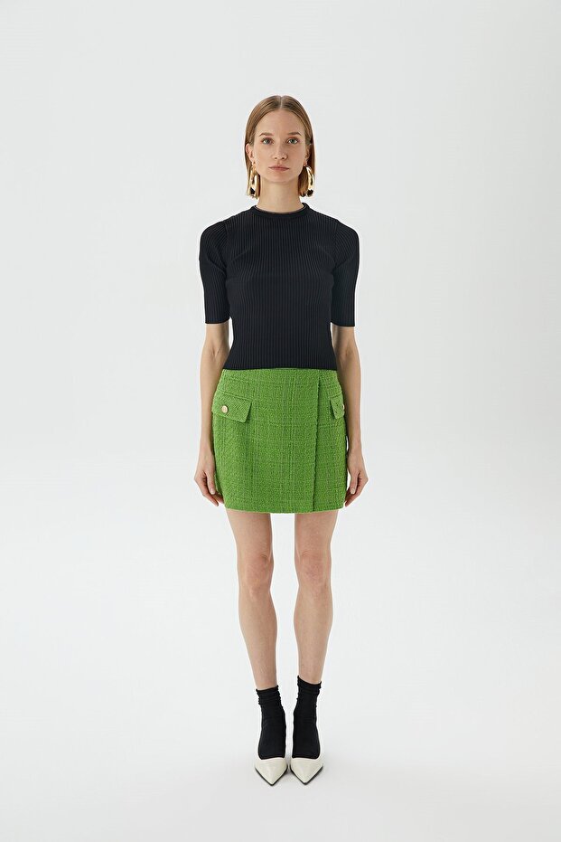 Fitilli Siyah Crop Top - 3