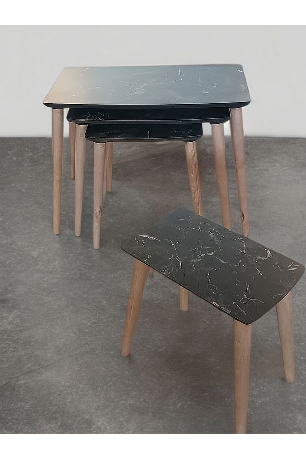 Sarıçiçek Home Derya 4lü Zigon Sehpa Mdf Ahşap Ayak 4lü Set - 1