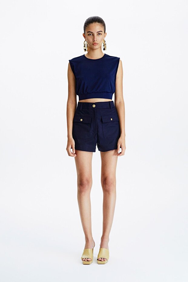 Lacivert Basic T-shirt - 1