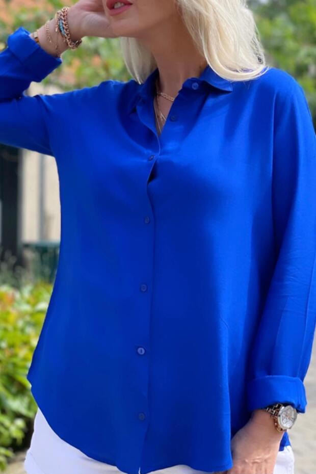 Basic Kadın Gömlek Saks - 3