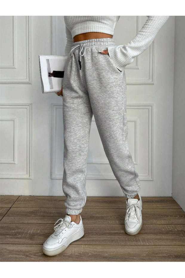 Gray Wide Cut Jogger Leg Sweatpants