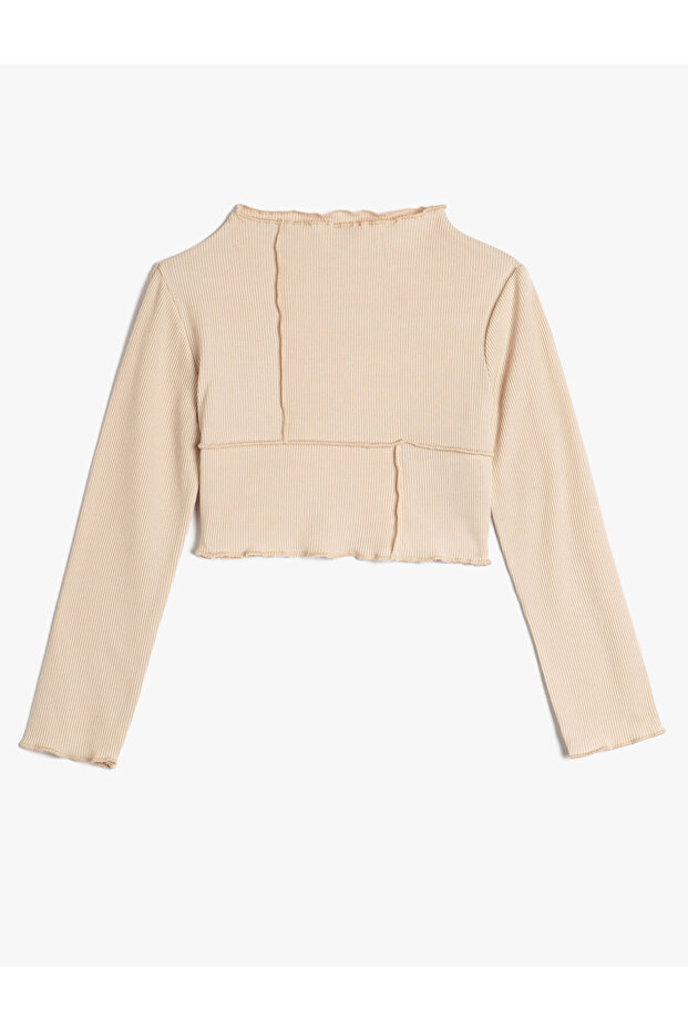 Crop T-Shirt Long Sleeve High Collar Camisole