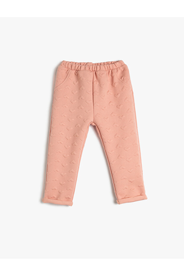 Heart Quilted Sweatpants - Elastic Waist Raster