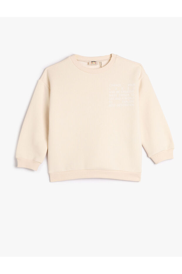 Basic Sweatshirt Ruffled Crew Neck