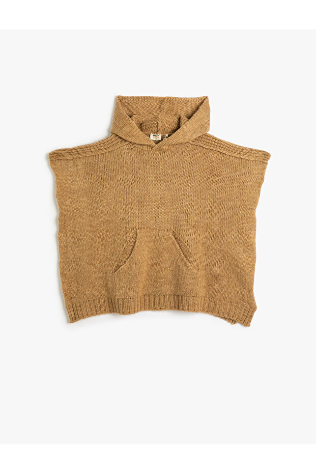 Knitwear Poncho Oversize Hooded Kangaroo Pocket
