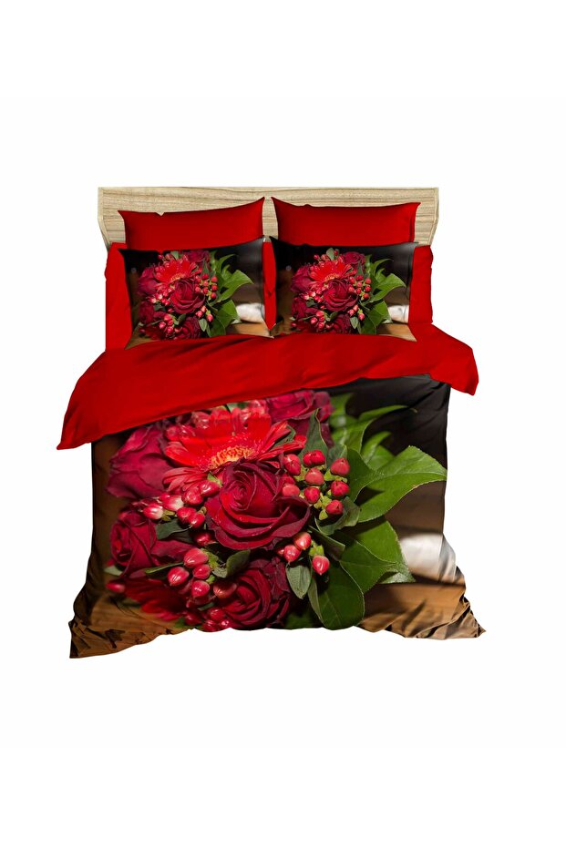 Love Roses Red 3D Digital Double Bedding Set