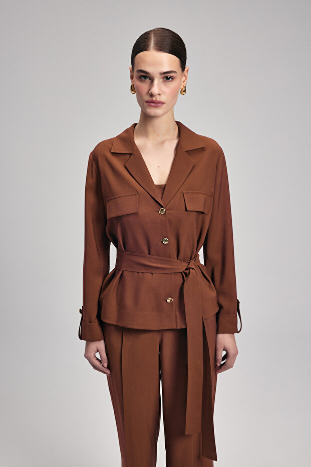 Belden Bağlamalı Gömlek - 5