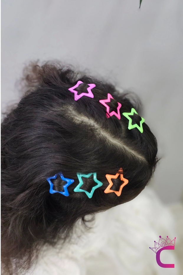 6 pieces - Star Snap Buckle Coated Bright Color - Y2k Girl Star Model Snap Side Buckle