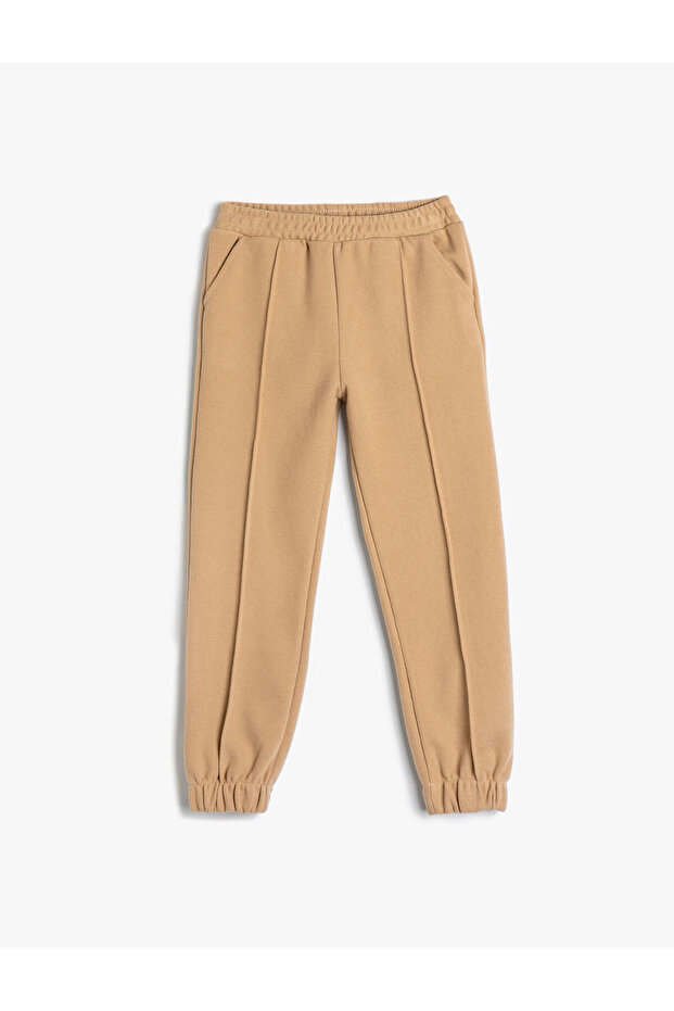Jogger Sweatpants with Pockets, Elastic Waist, Rib Detail