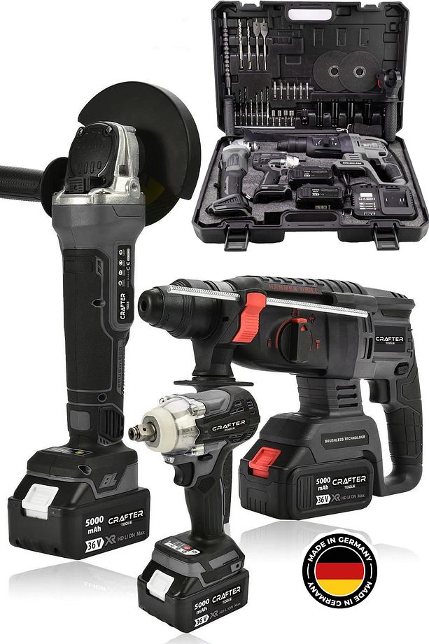 Germany 3 Lü Set 450Nm Torklu Vidalama Somun Sıkma/ 2-26 Şarjlı Hilti /125m Şarjlı Taşlama - 1