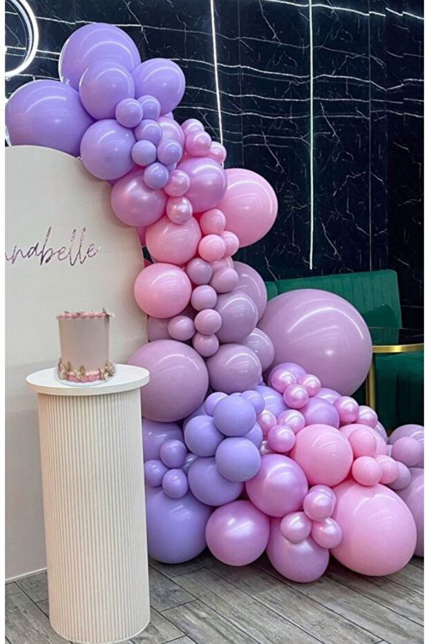 Candy Pink Powder Pink Lilac Balloon Chain Set Including 103 Jumbo Balloons