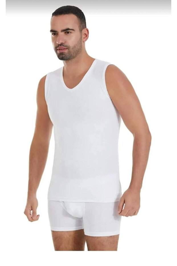 380 Men's Modal Zero Sleeve V-Neck Undershirt 6 Pieces