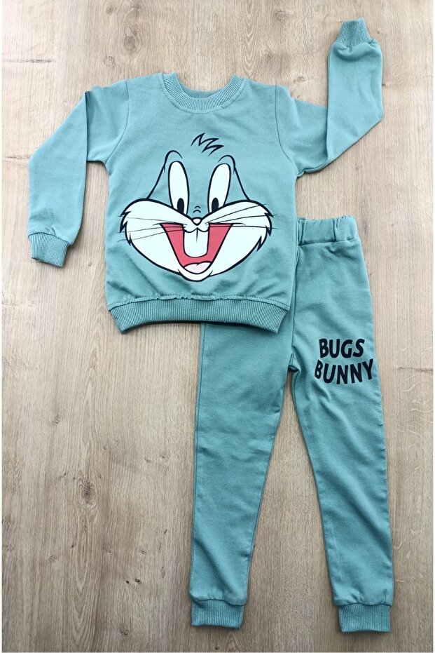 طقم بيجامة أساسي بطبعة أرنب لعمر 2-5 سنوات - 3