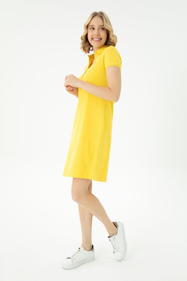 Women's Yellow Knitted Dress 50262672-Vr094