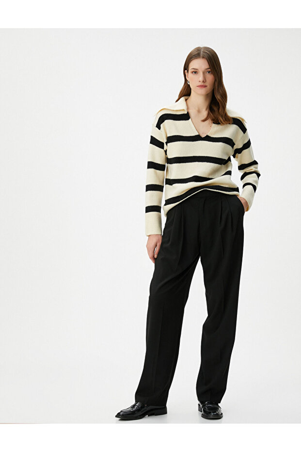 Polo Neck Sweater Knit Acrylic Blended