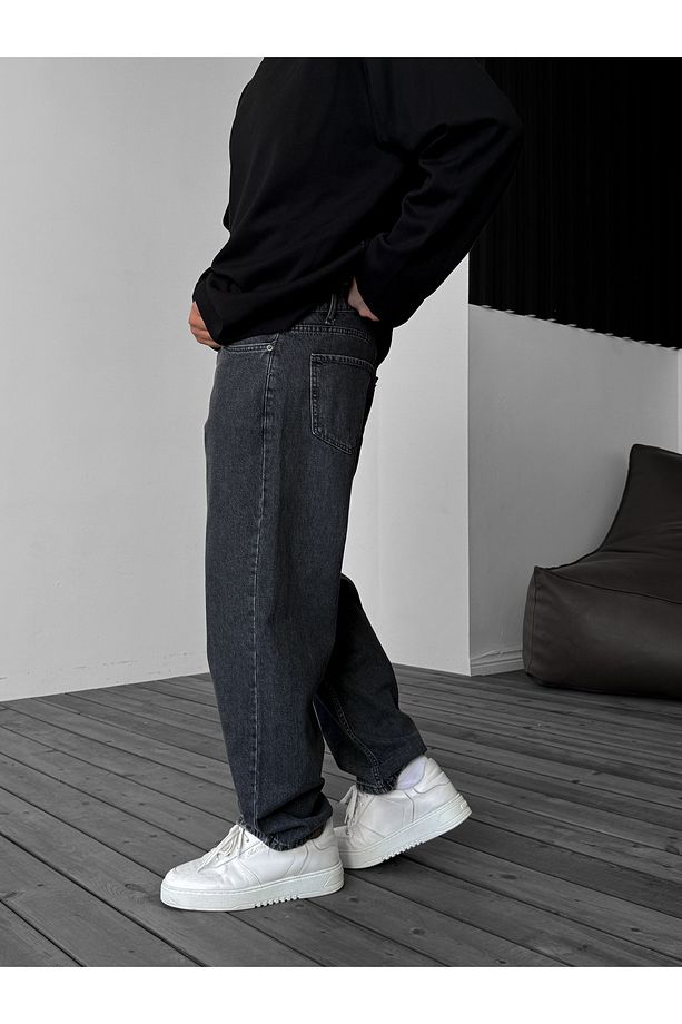Antrasit Yıkamalı Baggy Jean Dp-ke - 3