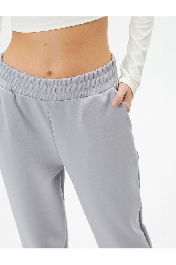 Jogger Spor Eşofman Altı Yüksek Bel Cepli Modal Kumaş Yumuşak Tuşe Dokulu - 5