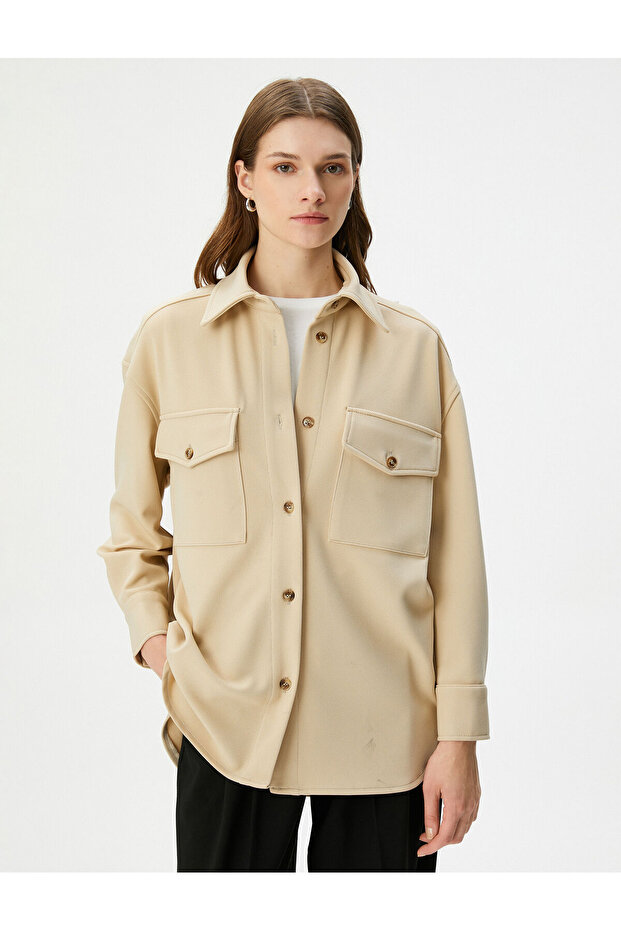 Shirt Jacket Buttoned with Flap Pocket - 3