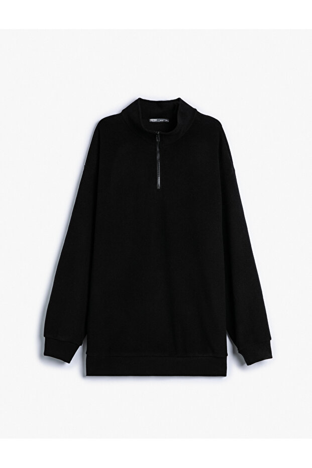 Half Zipper Sweatshirt Stand Collar Long Sleeve