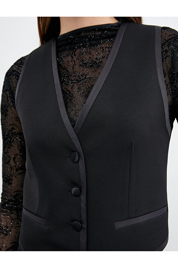 Double Breasted Buttoned Vest - 5