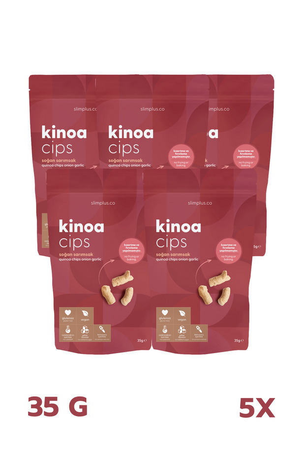 Kinoa Chips with Onion and Garlic – Gluten-Free, Vegan, Oil-Free, No Additives (5 X 35g)