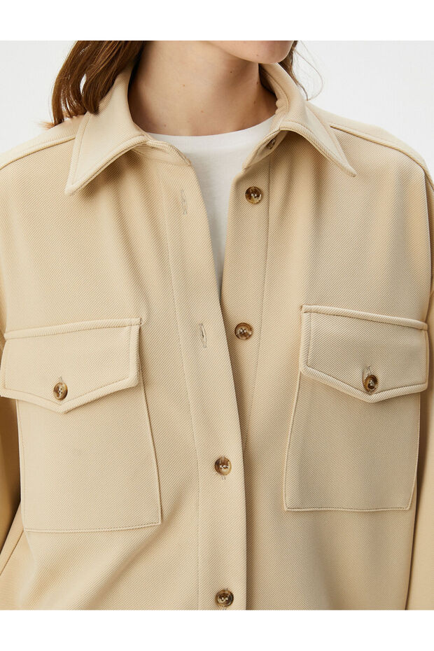 Shirt Jacket Buttoned with Flap Pocket - 5