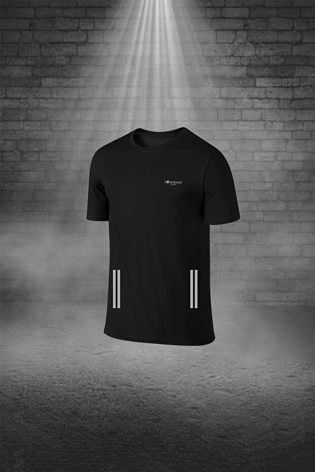 Büyük Beden Erkek Siyah Dri-Fit Cepli Yürüyüş ve Koşu için Rahat Sporcu Tişört Şort Alt Üst İkili Ta - 2